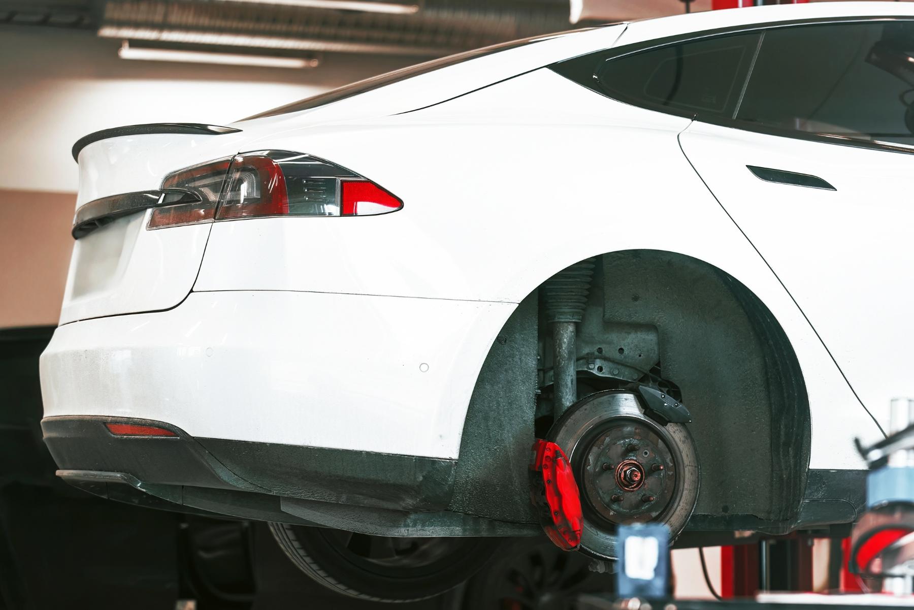 EV on hoist roadworthy inspection EV and Hybrid Vehicle Diagnostics